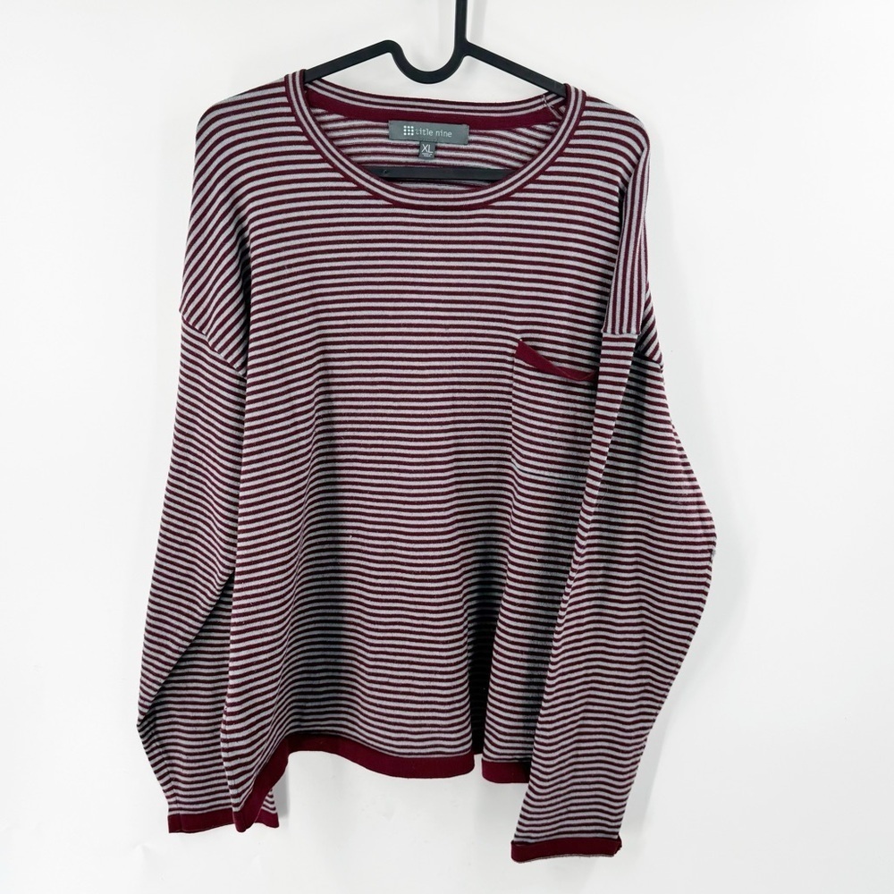 ✅ Title Nine Women's RED/GREY Jumper STRIPED TOP WITH POCKET‎ SIZE X-LARGE
